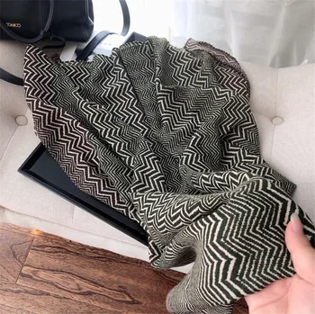 

Autumn Fashion Army Green Wave Striped Viscose Scarf Lady Print Soft Shawls and Wraps Pashmina Stole Bufandas Muslim Hijab Sjaal