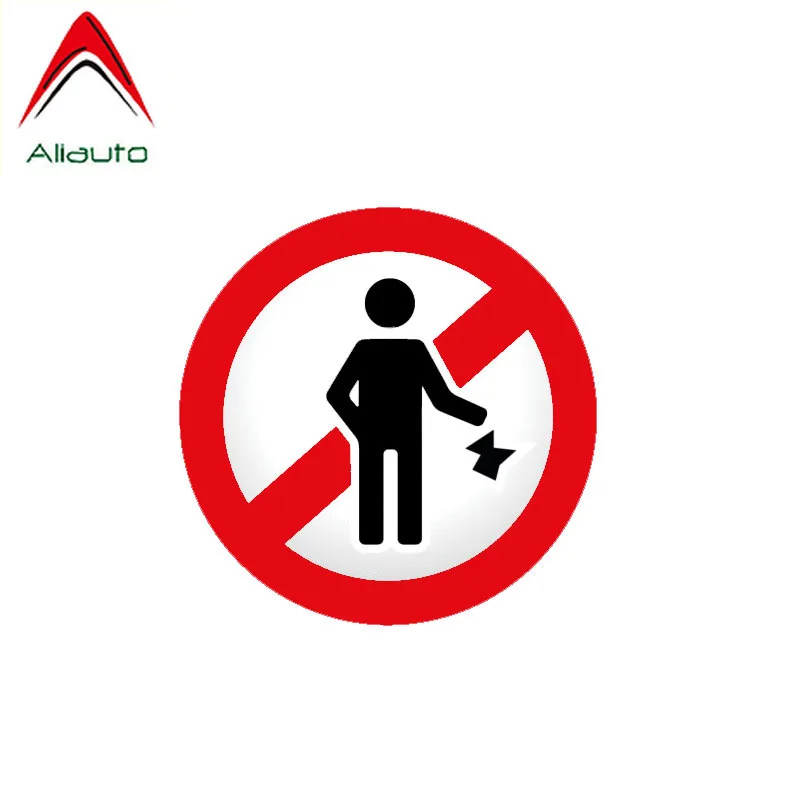 Aliauto Warning Car Sticker Ban Stop Sign No Rubbish Decal Accessories PVC for Mazda Peugeot 206 Land Rover Seat Leon 10cm*10cm |