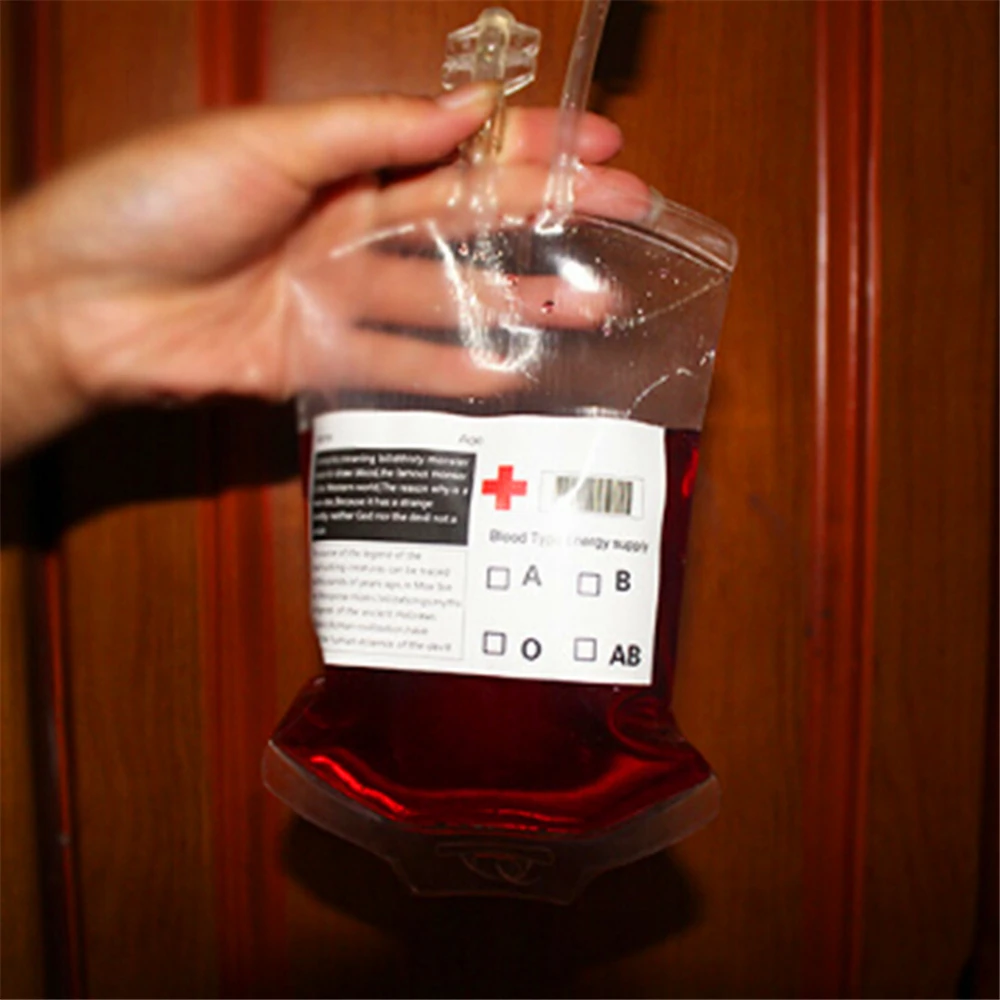 

2pc Transparent Blood Bag Pvc 350ml Reusable Blood Energy Drink Bags Halloween Decoration Vampire Props Horror Party Supplies