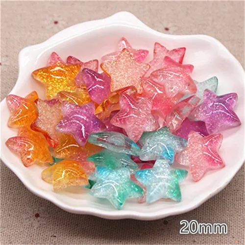 mix colors 20pcs 20 шт 20 мм микс цветов кавай блестящая Смола градиентная звезда плоская задняя Кабошон DIY заколка для волос аксессуары для скрапбукинга - Цвет: mix colors 20pcs