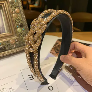 

twist hair band headdress South Korea new hairpin women's diamond band knot knot knot head band wide edge Hair cave