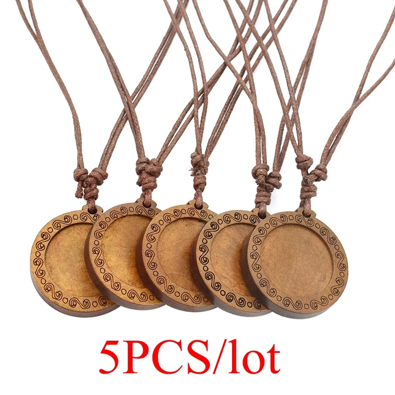 5pcs/lot Diy Wood Pendant Trays Base Fit 25mm Glass Cabochon Setting