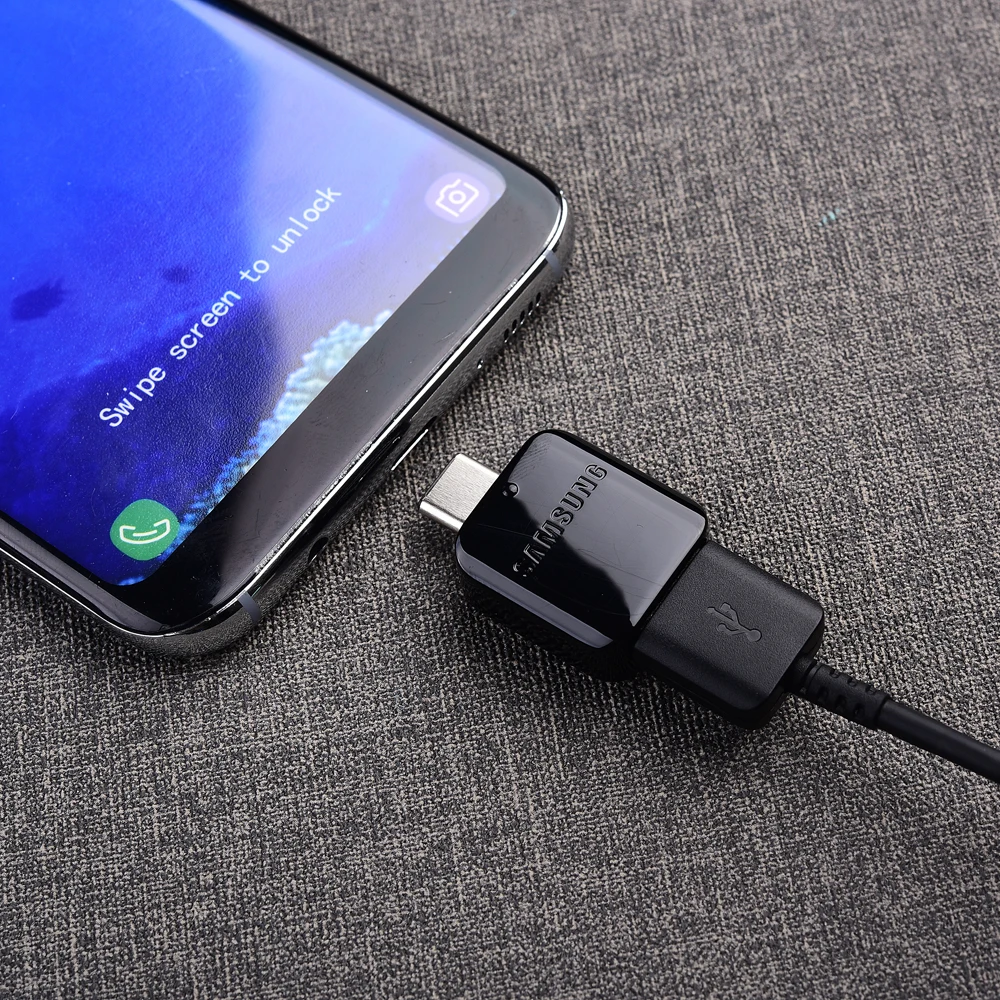 Оригинальный адаптер SAMSUNG USB Type C OTG для Galaxy S20 S10 S9 S8 Plus Note 8 9 10 A50 A70 поддержка флеш