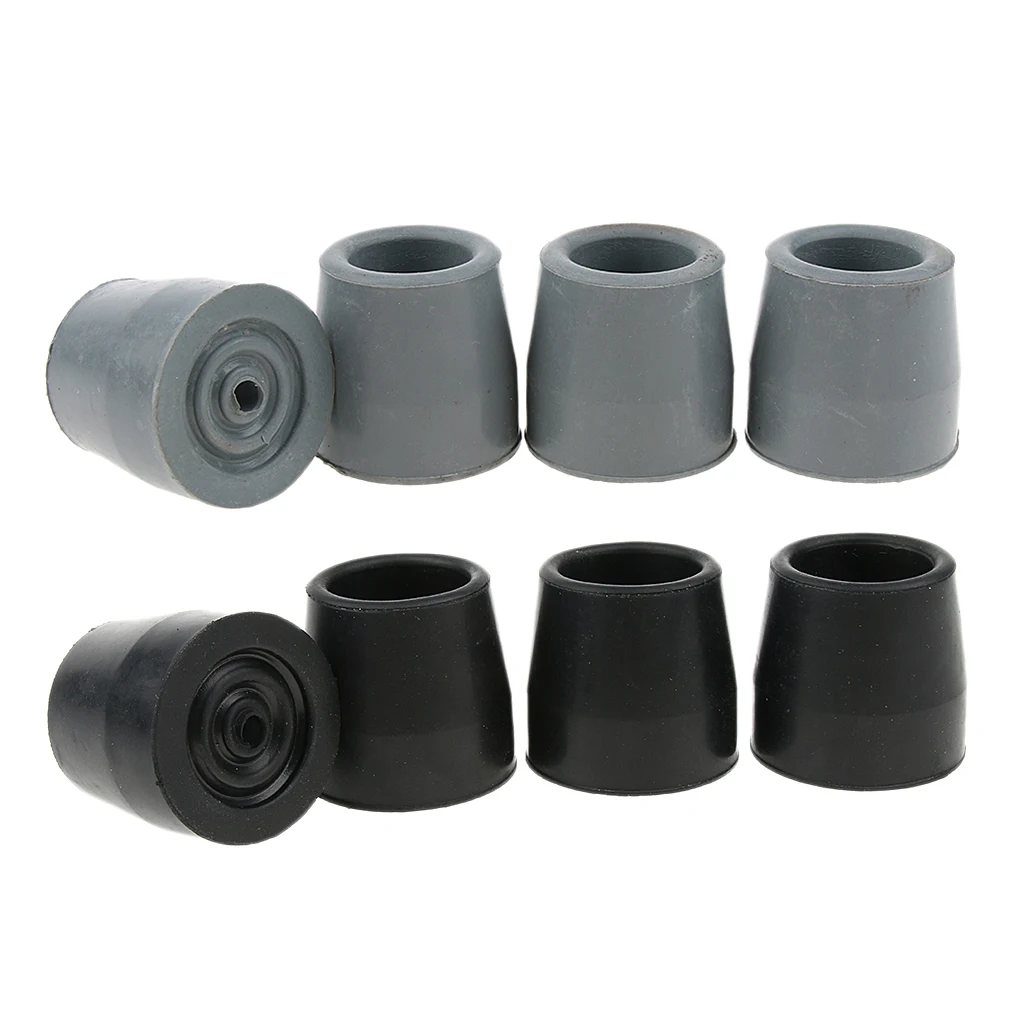 4Pcs Walking Stick Ferrule Rubber Crutch Tip Securely on Broken Ground Rock Mud Anti-Skid Crutch Sleeve Tips Protector Caps