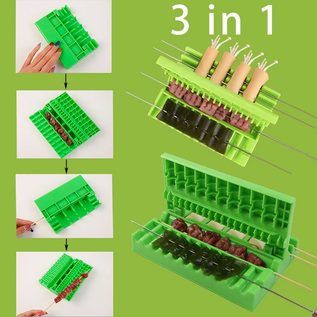Nyársok Kebab Készítő Barbecue Piknikkészlet -Készletek Készlet Bbq Marhahús Húst Húr Grill Stringer Box Kiegészítők
