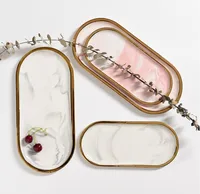 Nordic Marble Texture Tray Ceramic Oval plate Western Dish Dessert Dish Jewelry Storage Tray 2