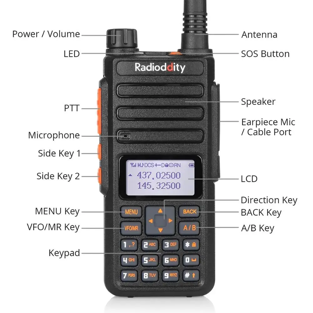 Радиодность GA-510 10 Вт двухдиапазонный трехмощный аналоговый радиоприемник высокой мощности с 2 батареями 2200 мАч большой диапазон