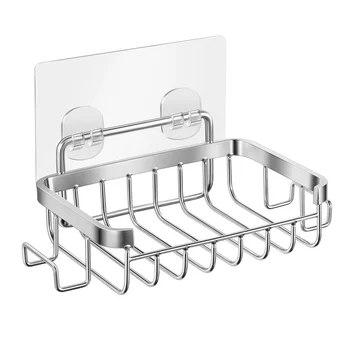 

TOPBATHY Soap Holder Soap Dish Stainless Steel Bar Soap Holder Sponge Tray with Self-adhesive Tape for Bathroom and Kitchen Sink