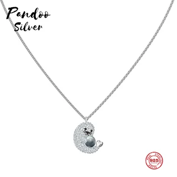 

PANDOO Fashion Charm Pure 925 Silver Original 1:1 Copy, Cute Design Dolphin Wild Pendant Necklace Female Luxury Jewelry Gifts