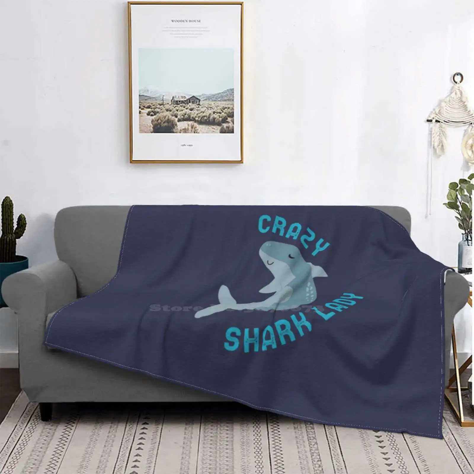 Crazy Shark Lady Trend Style Funny Fashion Soft Throw Coperta Crazy Shark Lady Shark Girl Shark Hunter I Love Sharks Save The