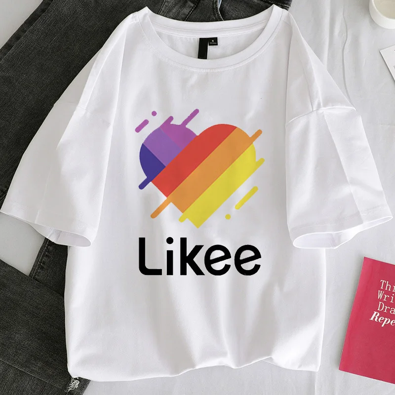New Harajuku Kpop Female Tshirt likee love Print Short Sleeve Tops & Tees Fashion Casual T Shirt Women Clothing T-shirts