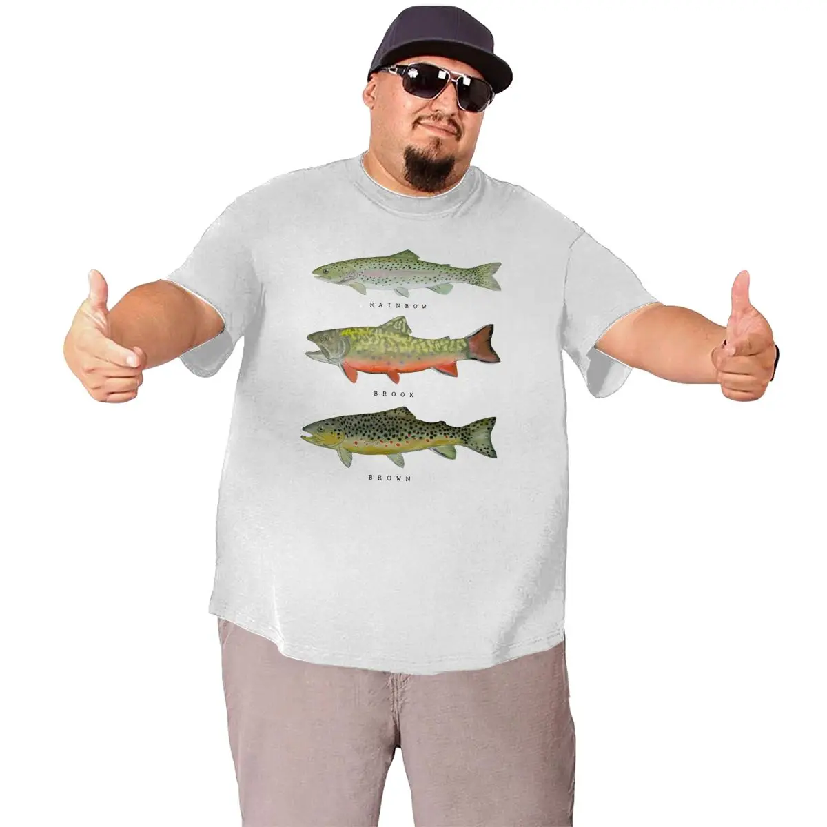 Brown Rainbow Trout Triad T Shirts Men Funny T-Shirts Fishing Fly