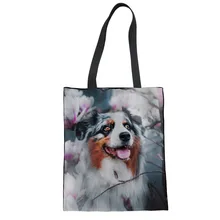 3D Новые модные женские сумки для девочек с принтом австралийской овчарки, складная сумка для покупок, женская сумка-тоут из искусственной кожи, женская сумка через плечо, сумка для покупок Bolsa De Tela, Прямая поставка, на заказ, Ваш образ