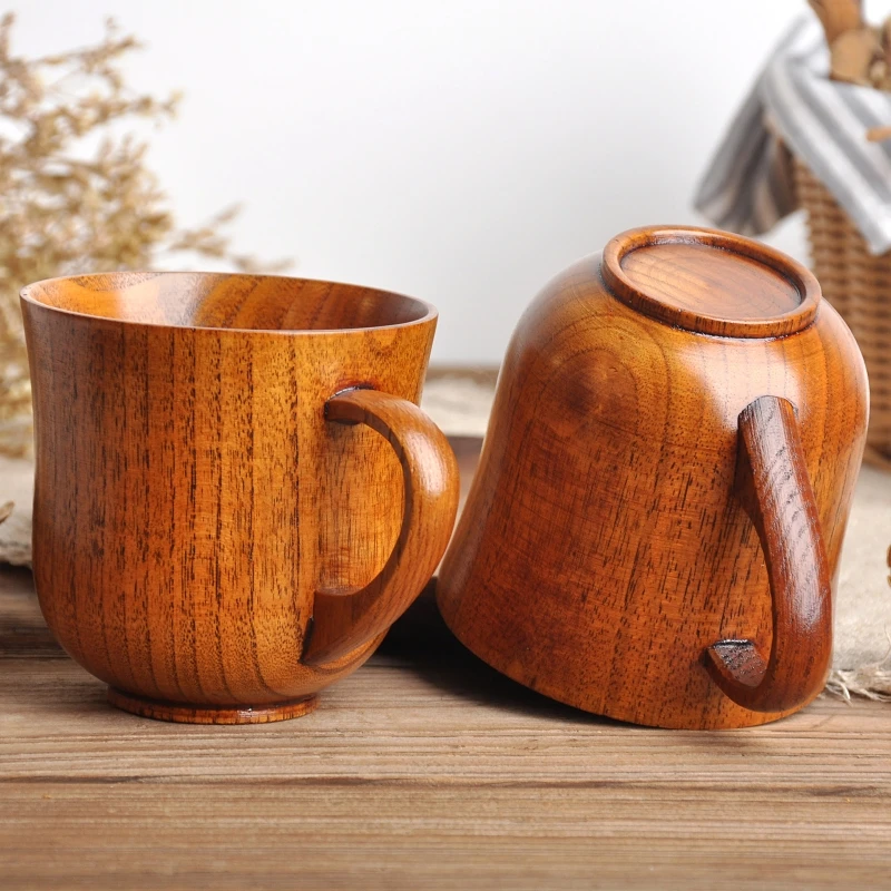 

Wooden Handmade Jujube Mug 275ml Water Coffee Mug Tea Cup with Handle Tea Beer Juice Milk Mugs Drink Mugs Gift Home Dinner