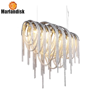 

1 Modern Luxury Aluminum Chain Pendant Lamps Hanging Lights Sitting Room Light G9 Base Suspension Lighting For el Home Deco