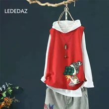 Повседневный Женский вязаный свитер с круглым вырезом без рукавов, Свободный пуловер, осенне-зимняя верхняя одежда, черный/красный женский вязаный джемпер