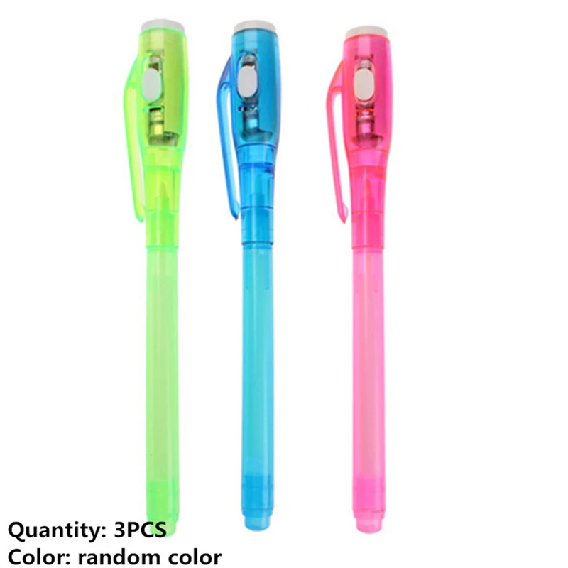 3 Pens Волшебный светодиодный светящийся картон для рисования A3 A4 A5 для рисования граффити, планшет для рисования, светильник-забавная флуоресцентная ручка, обучающая игрушка - Цвет: 3 Pens