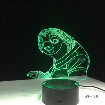 

3D Zootopia Cartoon sloth Nightlight 3D USB touch switch Remote Control Acrylic 7 Color Gradient Atmosphere Lamps Lighting 248