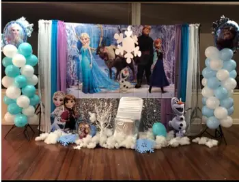 

Frozen Theme Birthday Party Decoration Background Anna With Elsa Princess Ice World Kids Photography Backdrops For Photo Studio
