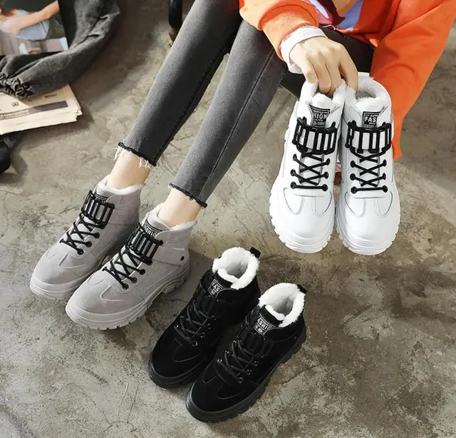 US $16.99 2020 Women Warming Boots Lace Outdoor Winter Plush Casual Shoes wear Female Snow Boots Footwear zap