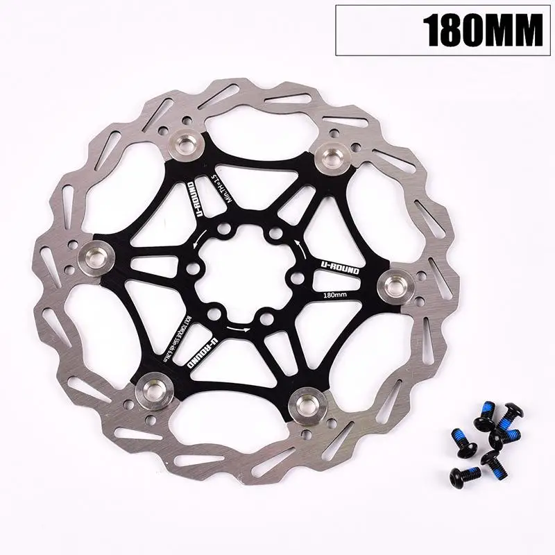 black 180 mm HiMISS Велосипедный тормозной диск MTB тормозной поплавок плавающие дисковые роторы 160 мм 180 мм дисковые Тормозные колодки поплавок роторы велосипедный дисковый тормоз - Цвет: black 180 mm