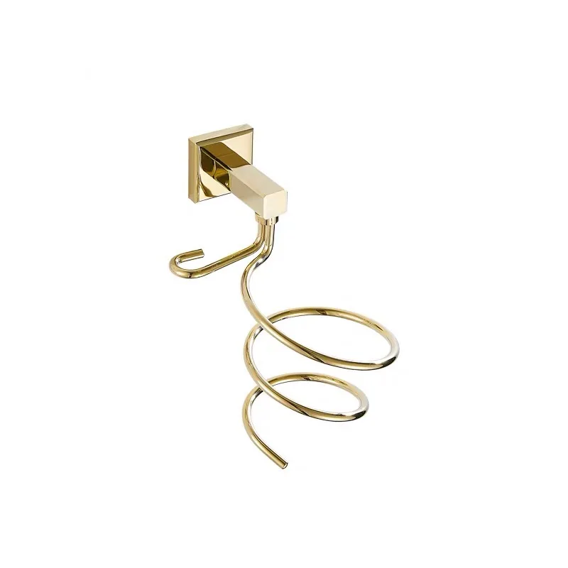

wall mounted brass hair dryer holder gold plated bathroom storage rack organizer punched