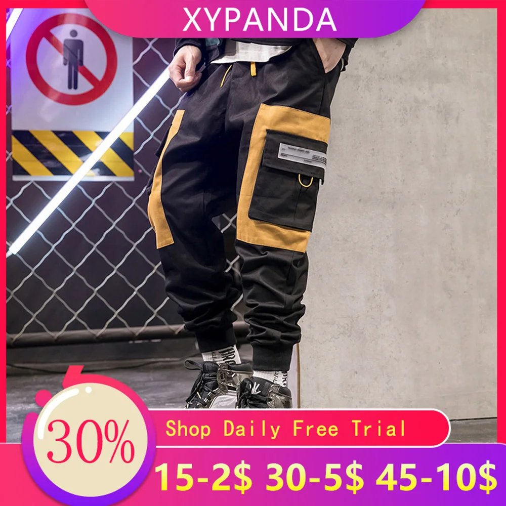 XYPANDA мужской большой карман цветной подходящий комбинезон спортивные повседневные штаны мульти-мешок брюки военный конфиденциальный ветер