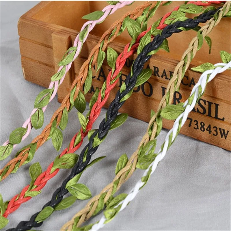 

1 Pcs/10 m Artificial Leaves Twine String With Leaf Silk DIY Garlands Crafts Rope Home Wedding Garden Decoration Free Shipping