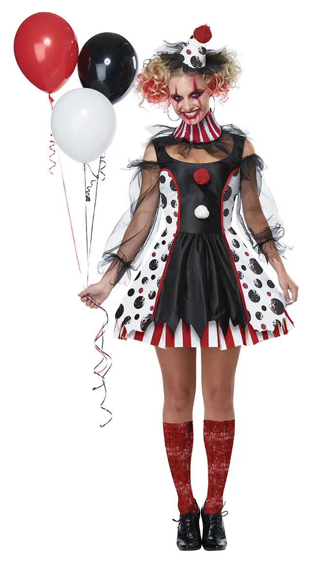 Хэллоуин косплей Вечерние наряды клоун костюм грим киллер костюмы клоунессы взрослый женщина джокер костюм