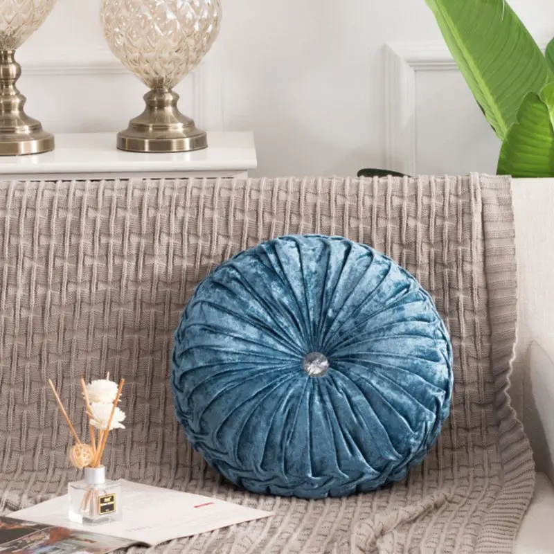 Royal Blue Европейский стиль Подушка роскошные бархатные подушки Плиссированные ткани ручной работы круглые колеса Тыква подушки сиденья - Цвет: Royal Blue