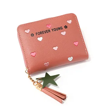 

Women Wallet Faux Leather Tassel Love Purses Holders Pendant Money Wallets Zipper Lady Clutch Bifold Pouch Bag PU