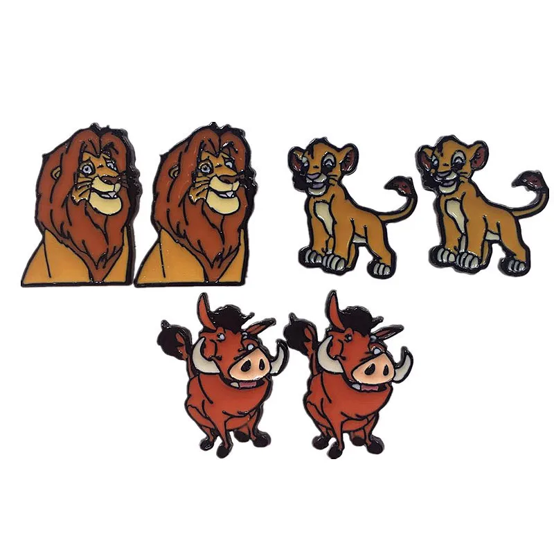 Лев Львы Мода Аниме Сережка с героями мультфильмов милые серьги-гвоздики с животными для женщин девочек детские ювелирные изделия подарок
