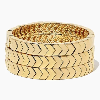 

Women Arrowhead Enameled Tile Bracelet Handmade Stretch Bangle Fashion Pulseras Stacking Friendship Jewelry