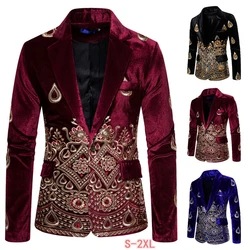 2022 Men's Luxury Suit Jacket Performance Costume Stage Jacket Set Men's Velvet Gold Embroidered Dress Costume Costume