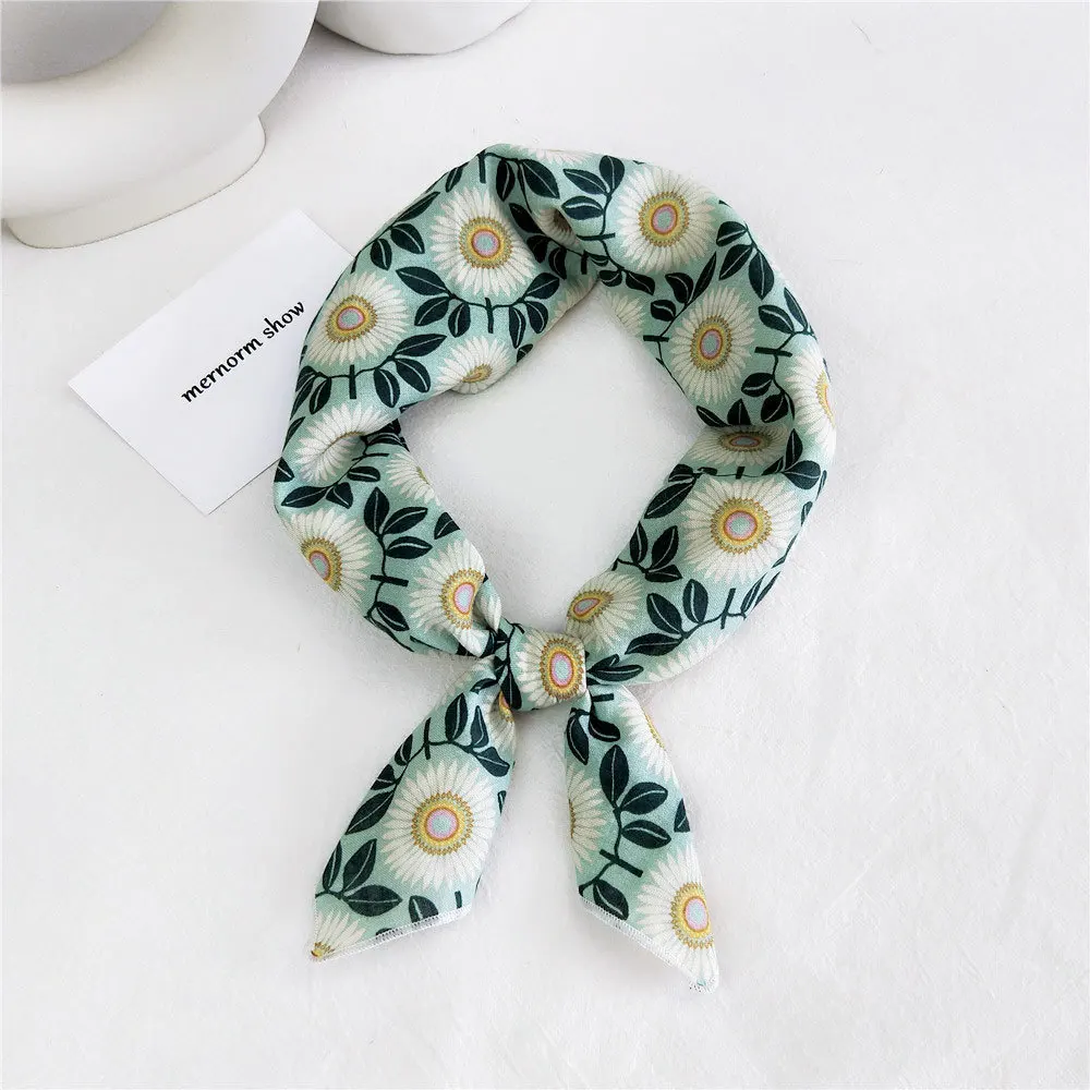 Women's Fashion Scarf Square 55cm Small Scarves Neckerchief Luxury Cotton And Linen Beautiful