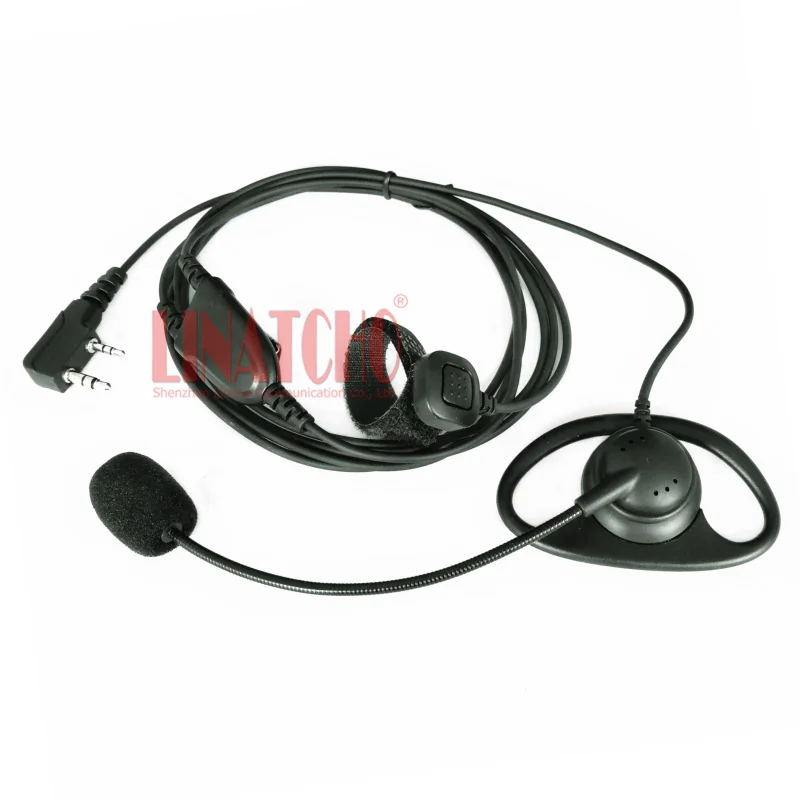 D shape 2 pin ear mic bar hands free earphone finger PTT for TK-3170 PX-777 walkie talkie