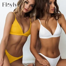 Floylyn мини треугольник сексуальные бразильские бикини одежда для плавания женский микро бикини набор желтый пуш-ап купальники