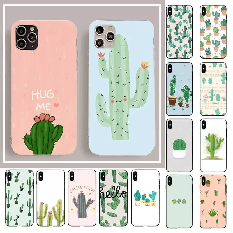 YNDFCNB Cartoon Cactus Phone Case for iPhone 11 12 pro XS MAX 8 7 6 6S Plus X 5S SE 2020 XR case | Мобильные телефоны и