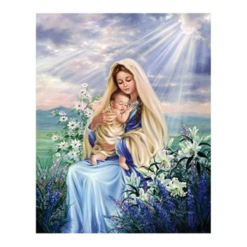

Diamond Painting Virgin Mary Kids Christian Religion Jesus Christ DIY Diamond Embroidery Maternal Love Child Religious