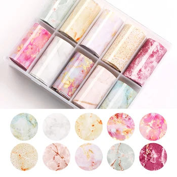 

10Pcs Nail Transfer Foils Marble Nail Art Stickers Adhesive Paper Foil Nail Wraps Snake Butterfly Nail Stickers
