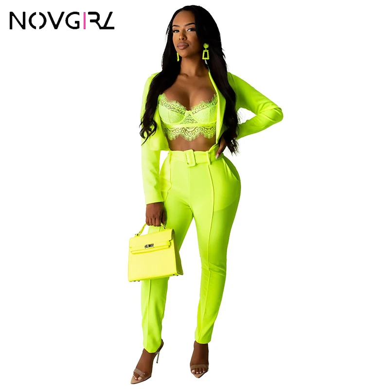 Novgirl/пикантные Клубные вечерние женские неоновые комплекты из 2 предметов