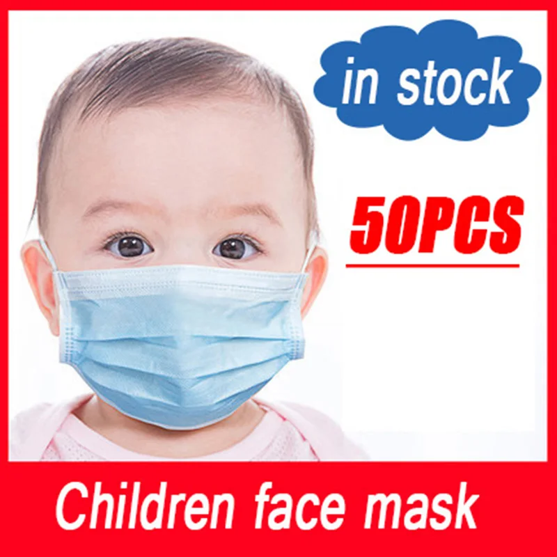 

50Pcs Non-woven Disposable Face Mouth Masks Gray Anti Haze Anti-dust Windproof Kids Adult Filter Mask Respirator Child Masks