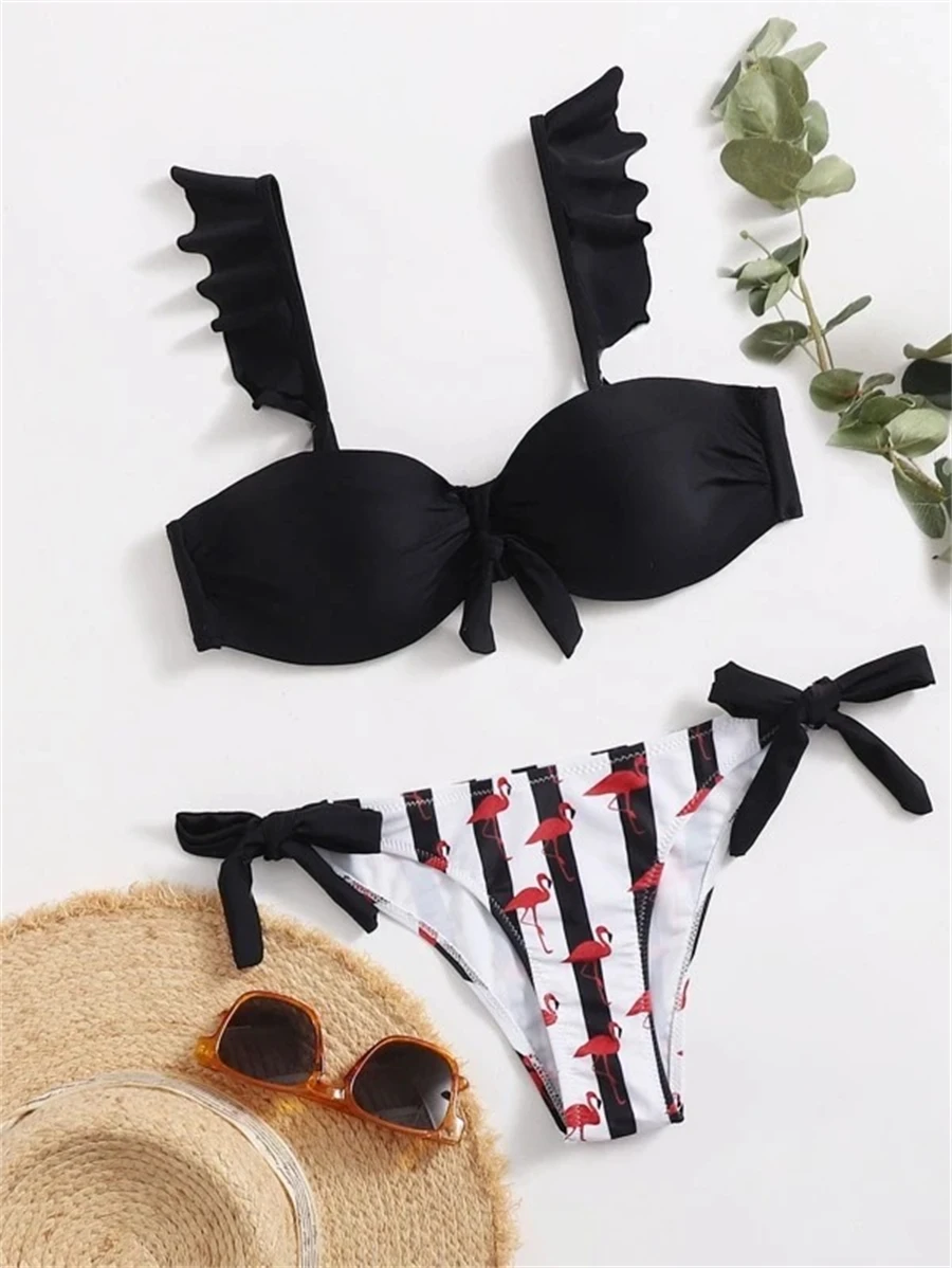 ruffle striped bikini