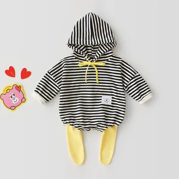 

The Spring Autumn Baby Bodysuit Infant Jumpsuit Pure Cotton Striped Jumper Jacket Baby Girl Clothing