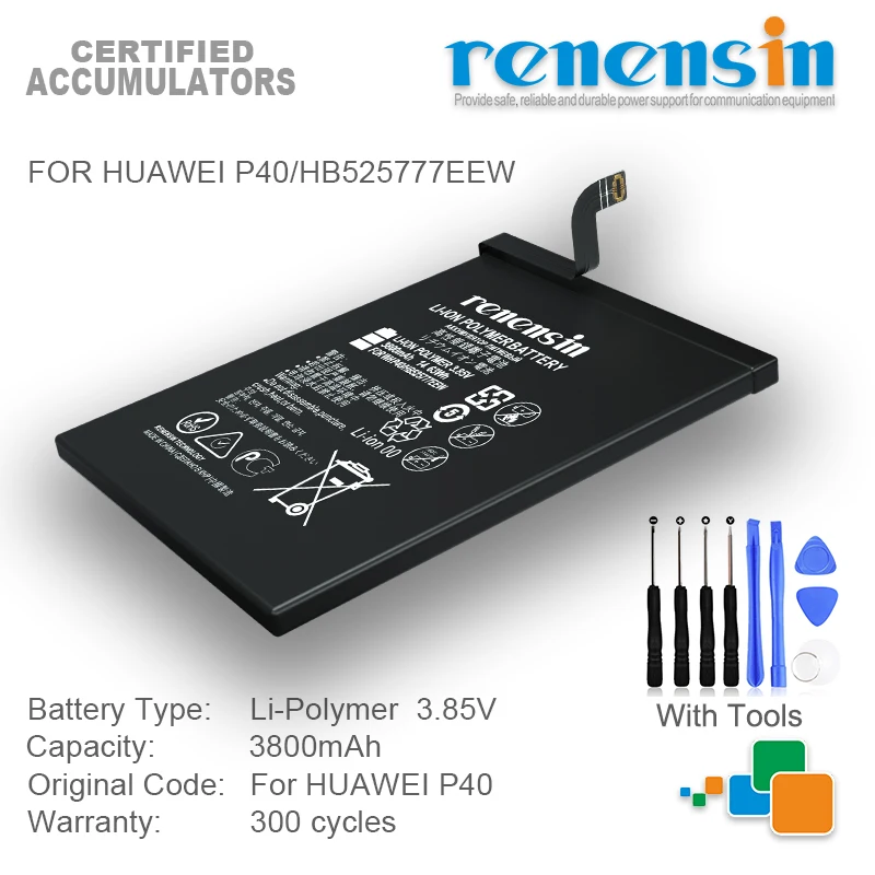

Renensin 3,85 V 3800 мА/ч, HB525777EEW батарея для Huawei P40 ANA-LX4 ANA-L04 с инструментами