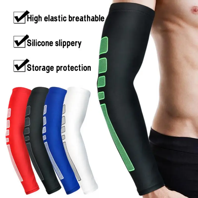 1Pcs Breathable Quick Dry UV Protection Running Arm Sleeves Basketball Elbow Pad Fitness Armguards Sports Cycling Arm Warmers 7