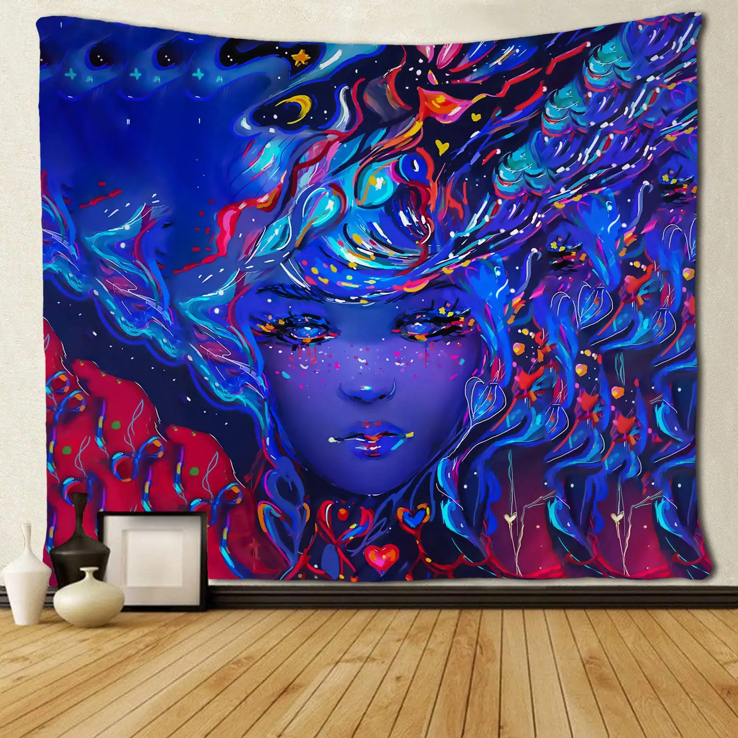 Black Women Colorful Tie Dye Coloful Face Afro African American Girl Custom | Дом и сад