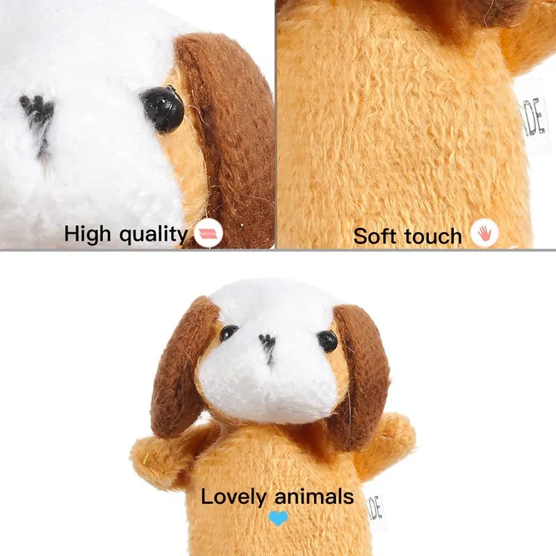 12Pcs/Set Cartoon Animal Family Finger Puppet Soft Plush Toys Role Play Tell Story Cloth Doll Educational Toys For Children Gift