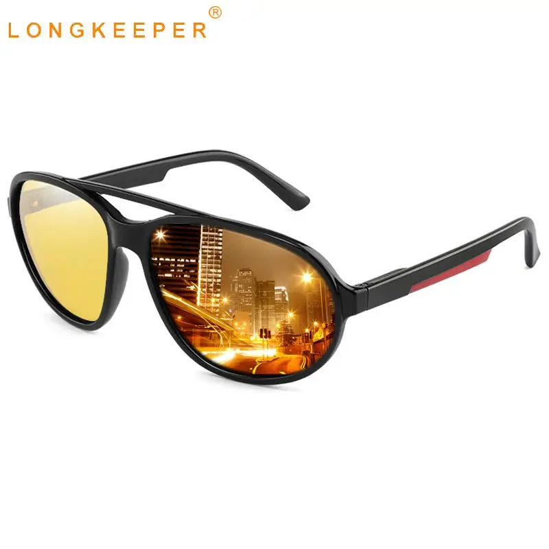 Longkeeper Night Vision Sunglasses Men Women Oversized Polarized Glasses Fashion Yellow Lens Eyewear Driver Anti-glare Goggles