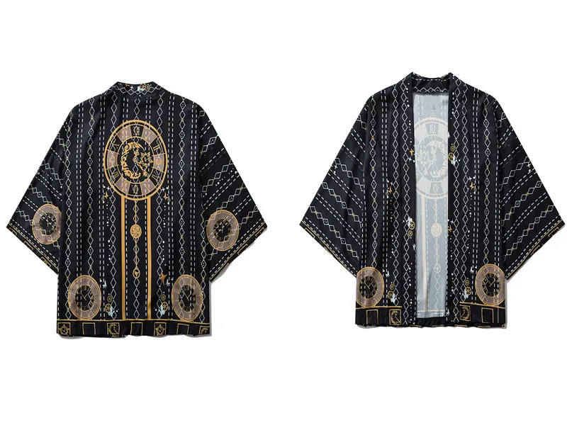 GONTHWID Harajuku Argyle геометрический принт кимоно кардиган куртки Уличная Хип Хоп Повседневная Свободная куртка пальто рубашки модные топы